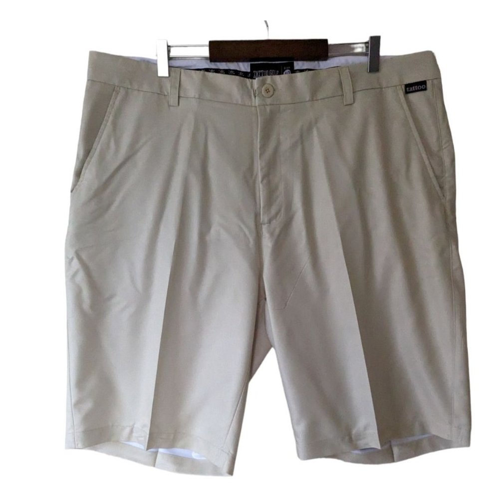 Tattoo Golf OB Shorts Size 40 Beige Solid Performance Outdoors Pockets